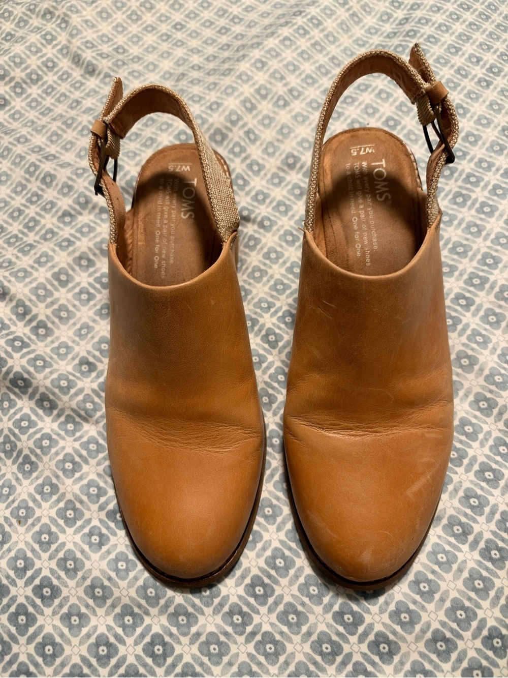 TOMS Women's Tan Leather Slingback Mules 7 1/2